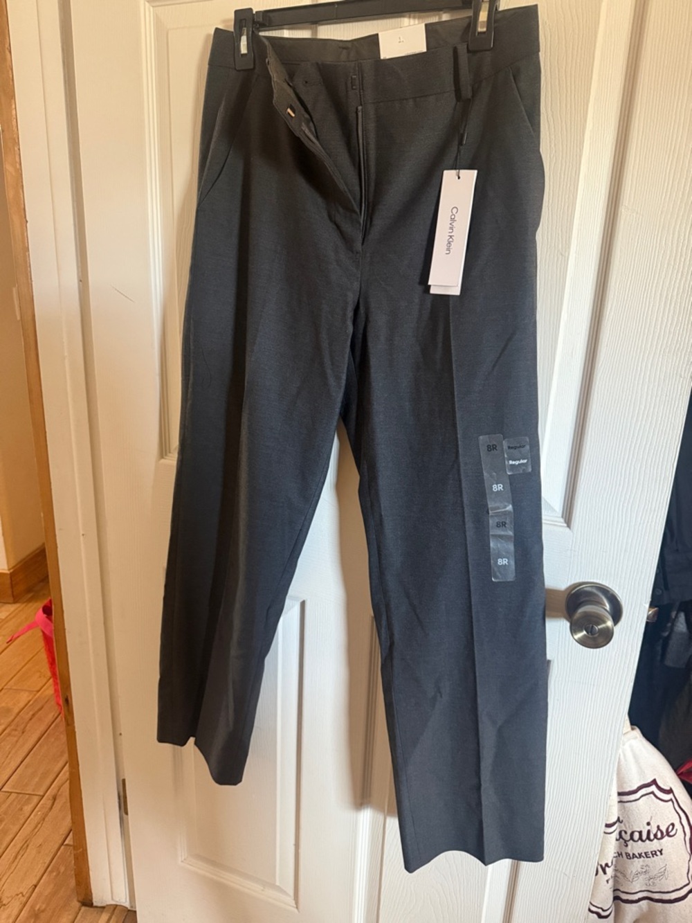 Calvin Klein Charcoal Straight-Leg Dress Pants